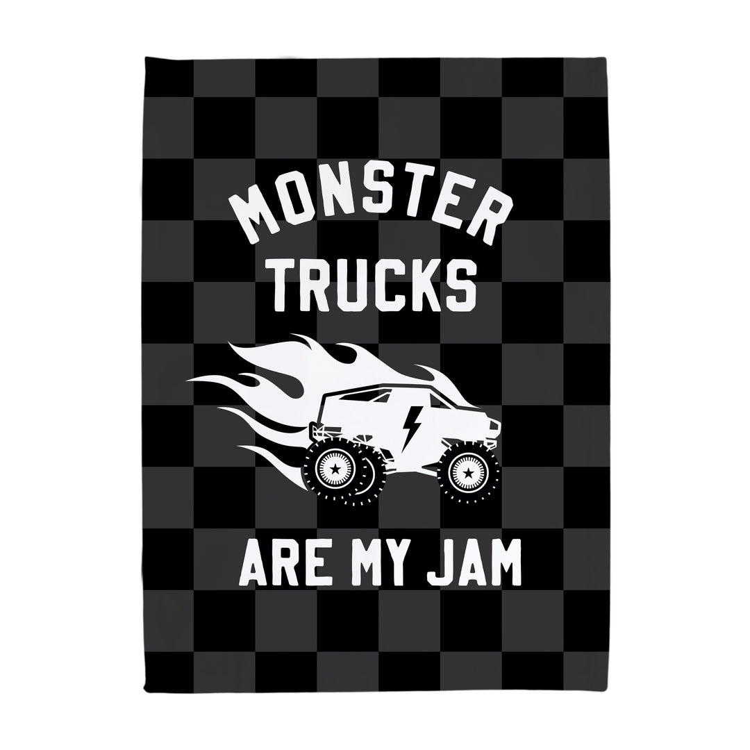 Monster Trucks are my Jam Banner - Hunny Prints x @jassn2 {Grey + Black Check}