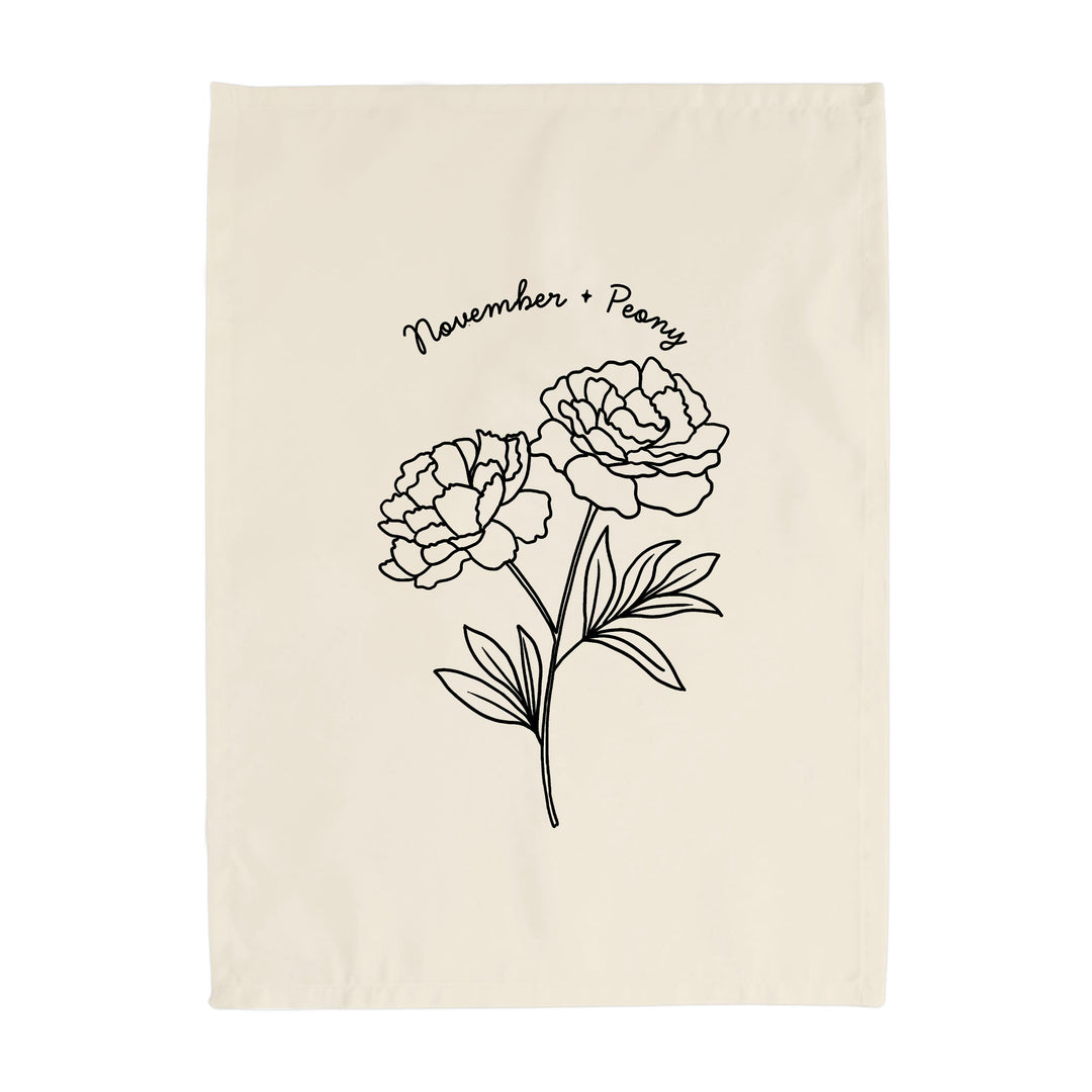 November Birth Month Banner: Peony Flower