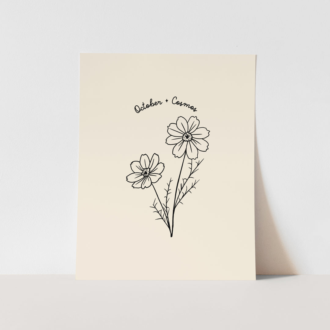 October Birth Month Art Print: Cosmos Flower