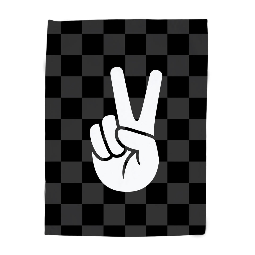 Peace Sign Banner - Hunny Prints x @jassn2 {Grey + Black Check}