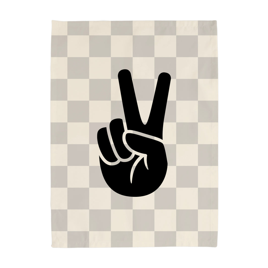 Peace Sign Banner - Hunny Prints x @jassn2 {Light Grey & Natural Check}