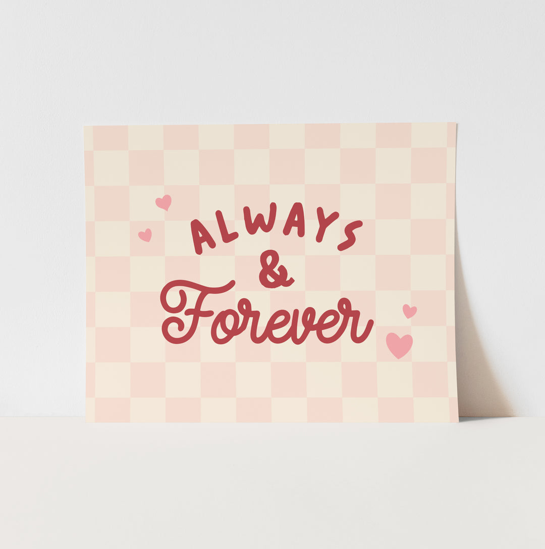 {Pink Check} Always and Forever Art Print