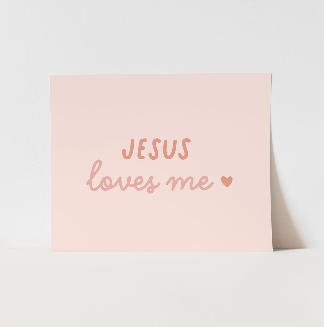 {Pink} Jesus Loves Me Art Print