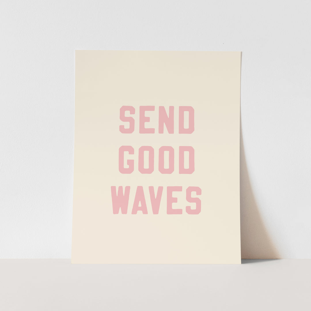 {Palm Pink} Send Good Waves Art Print
