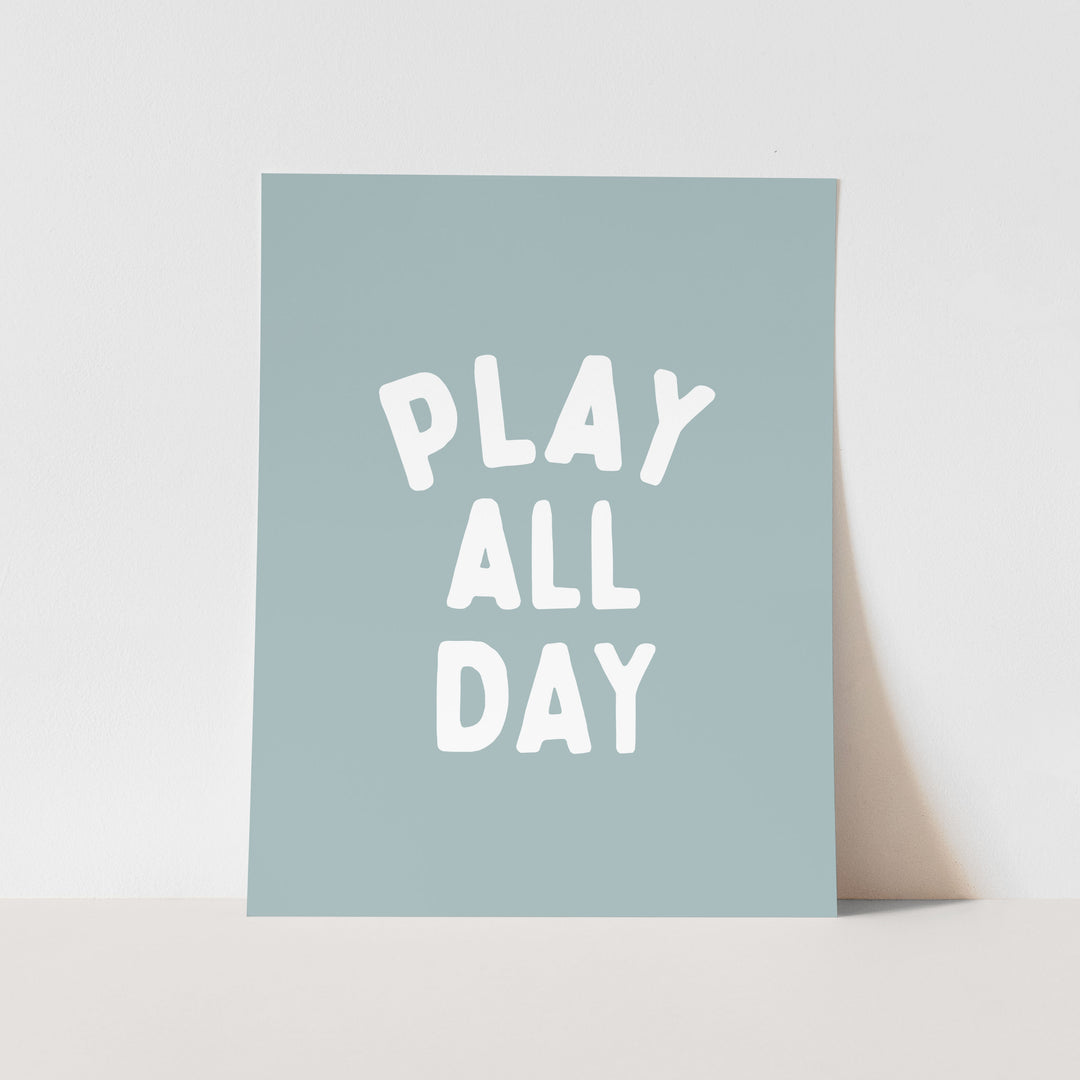 {Blue + White} Play All Day Art Print