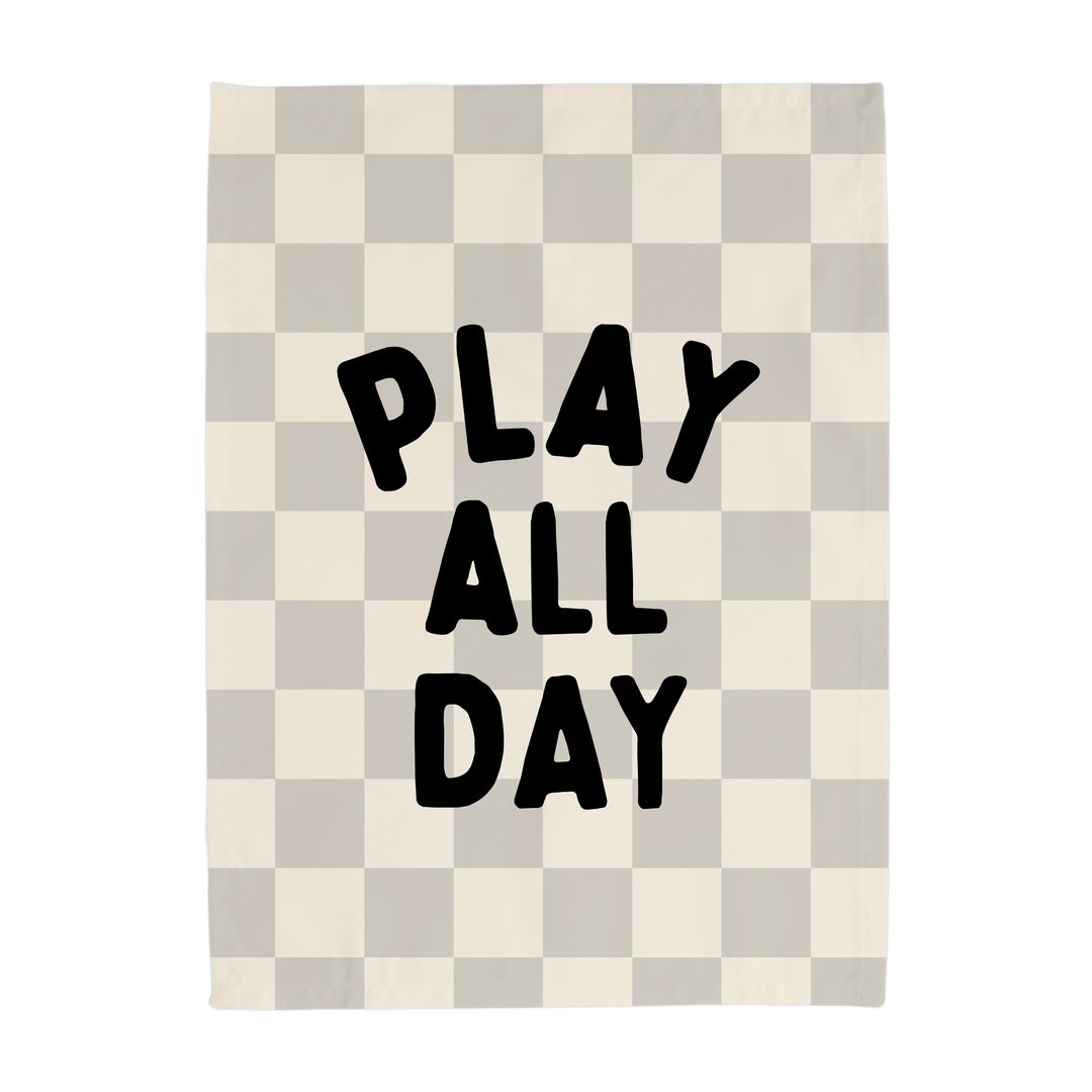 Play All Day Banner - Hunny Prints x @jassn2 {Light Grey & Natural Check}