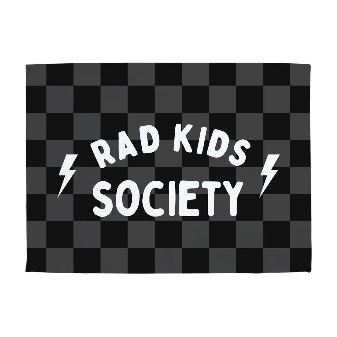 Rad Kids Society Banner - Hunny Prints x @jassn2 {Grey + Black Check}
