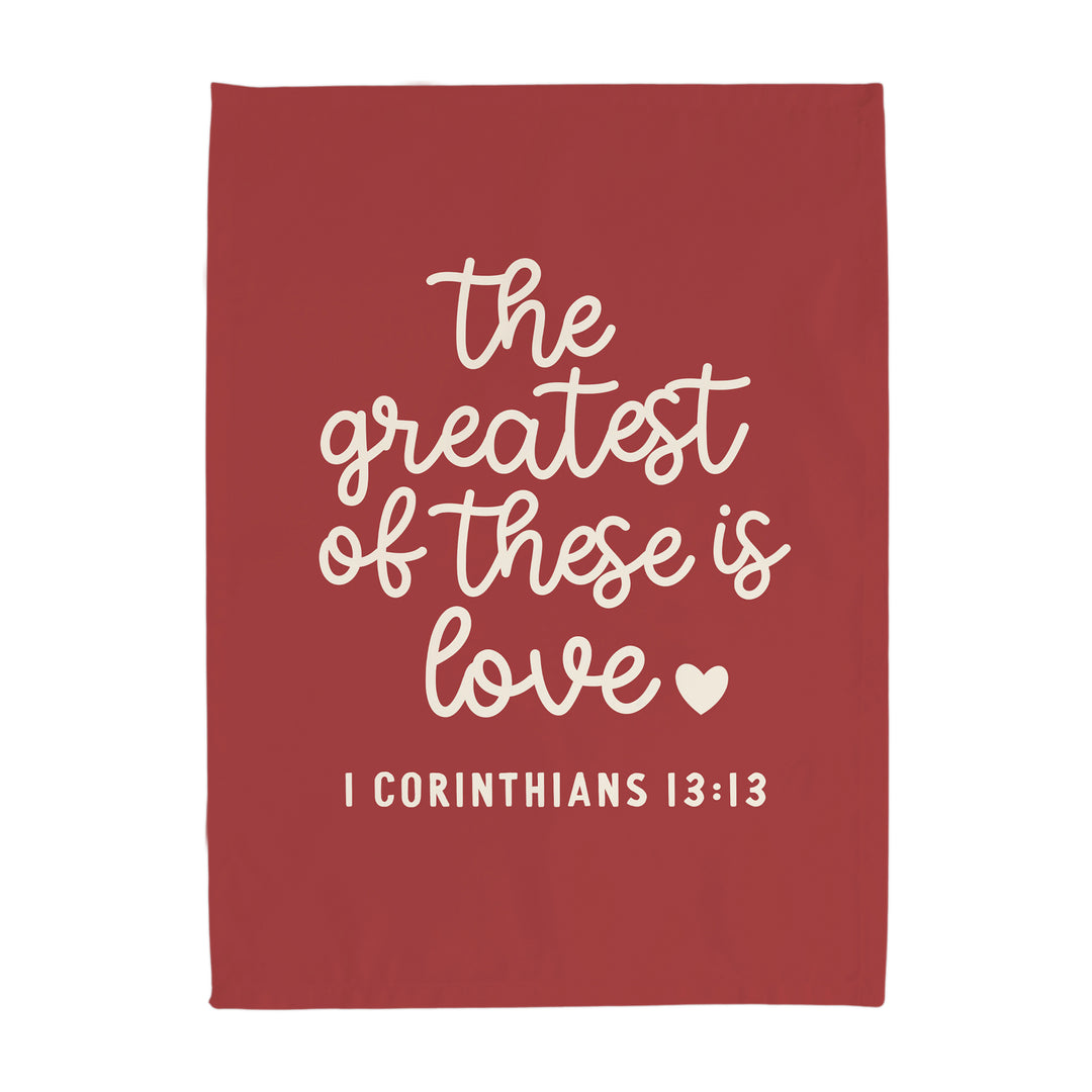 {Red} The Greatest of These is Love Banner