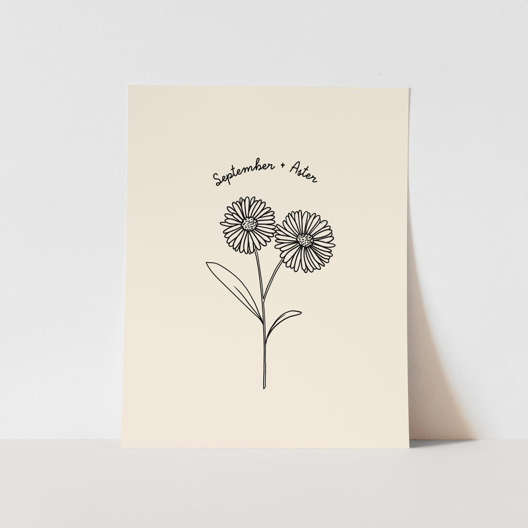 September Birth Month Art Print: Aster Flower