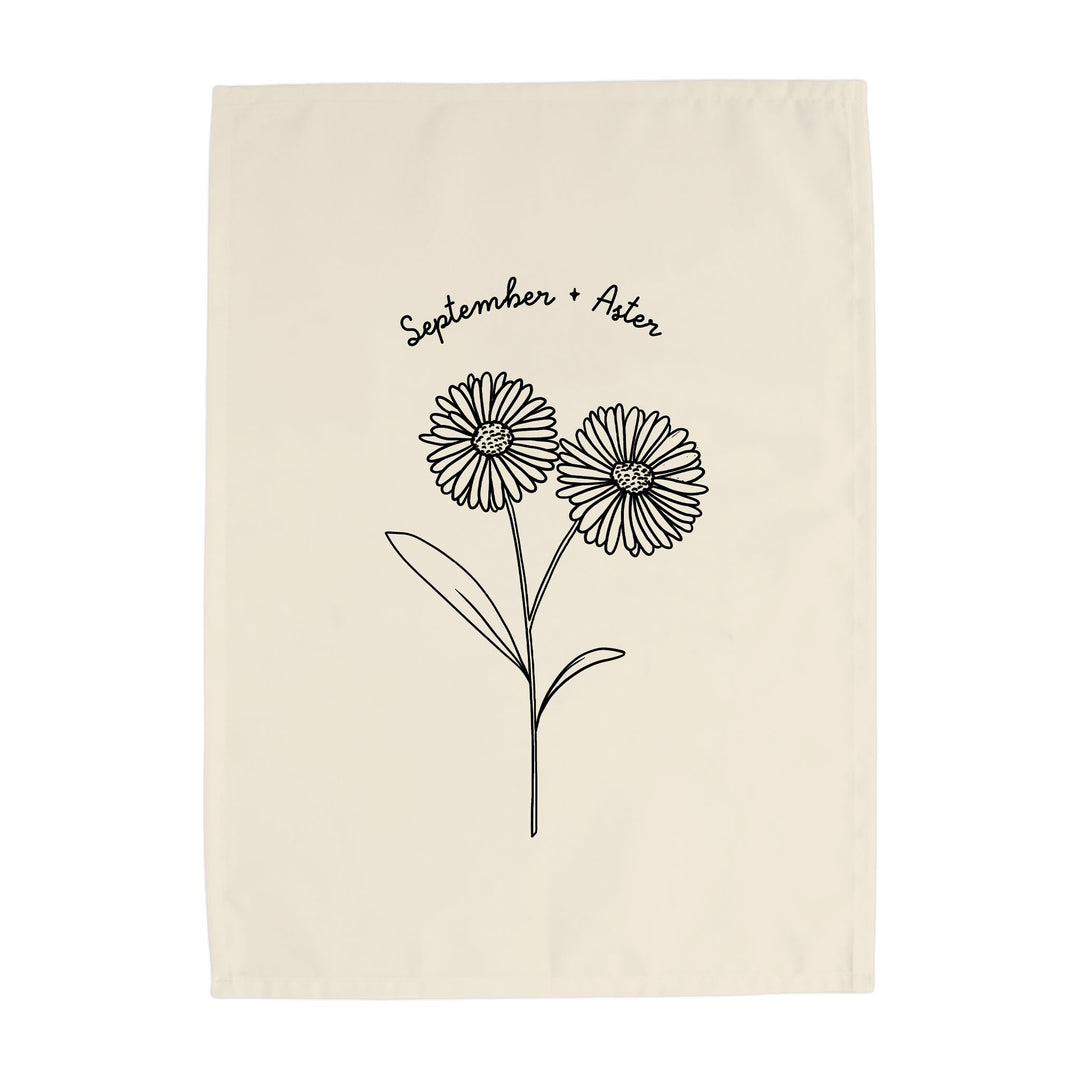 September Birth Month Banner: Aster Flower