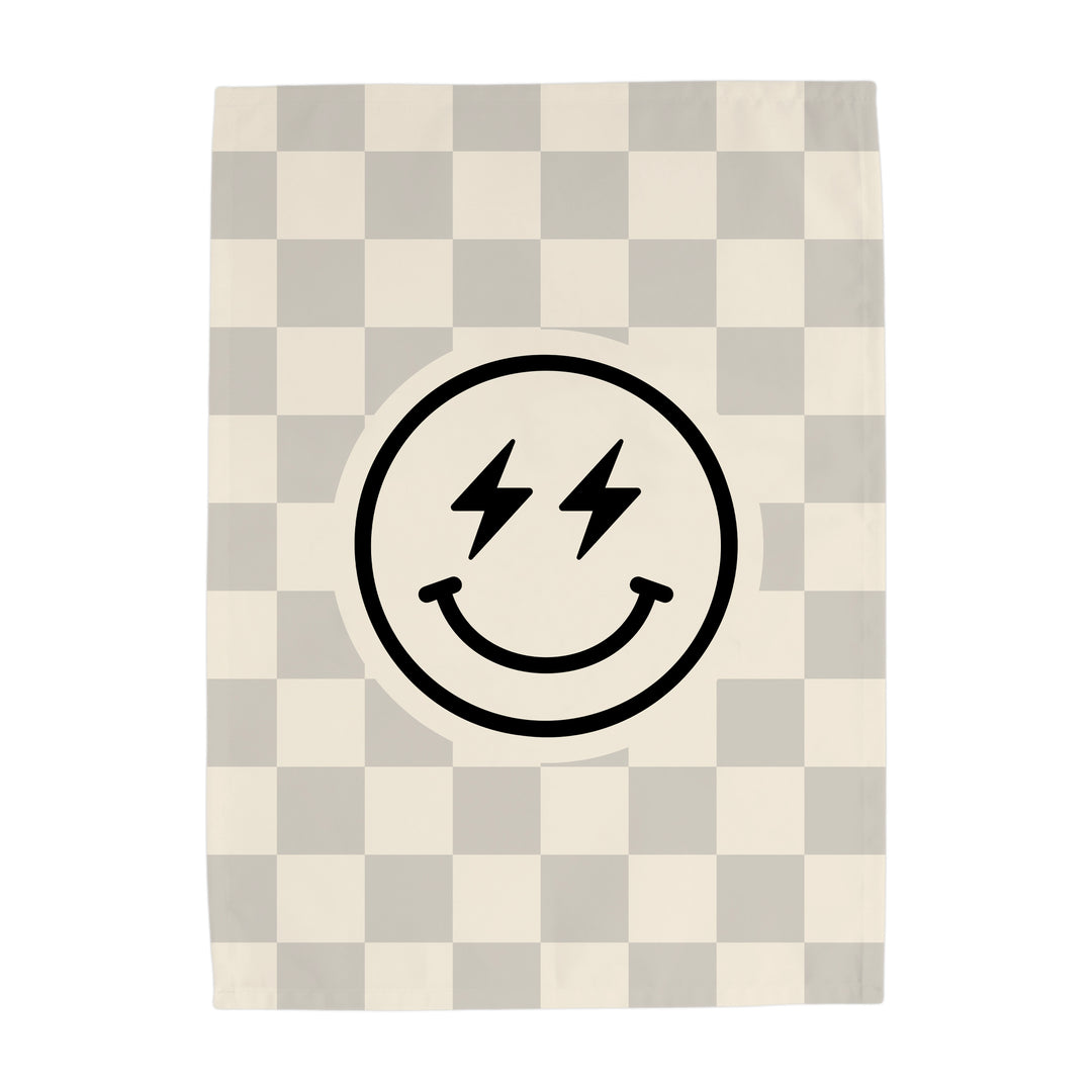 Smiley Face Banner - Hunny Prints x @jassn2 {Light Grey & Natural Check}