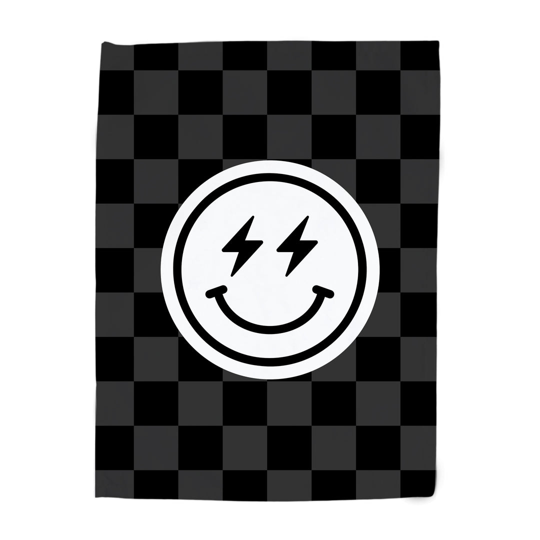 Smiley Face Banner - Hunny Prints x @jassn2 {Grey + Black Check}