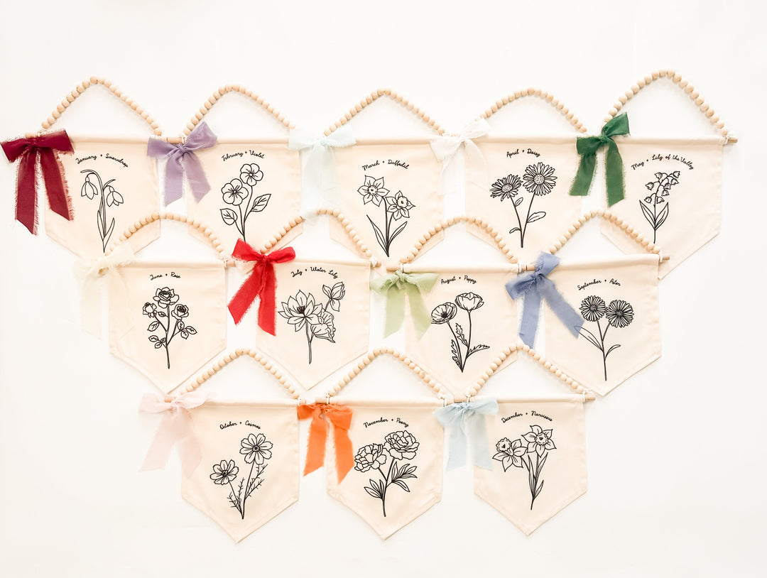 Birth Month Banners and Floral Wall Art for Kids - Hunny Prints®