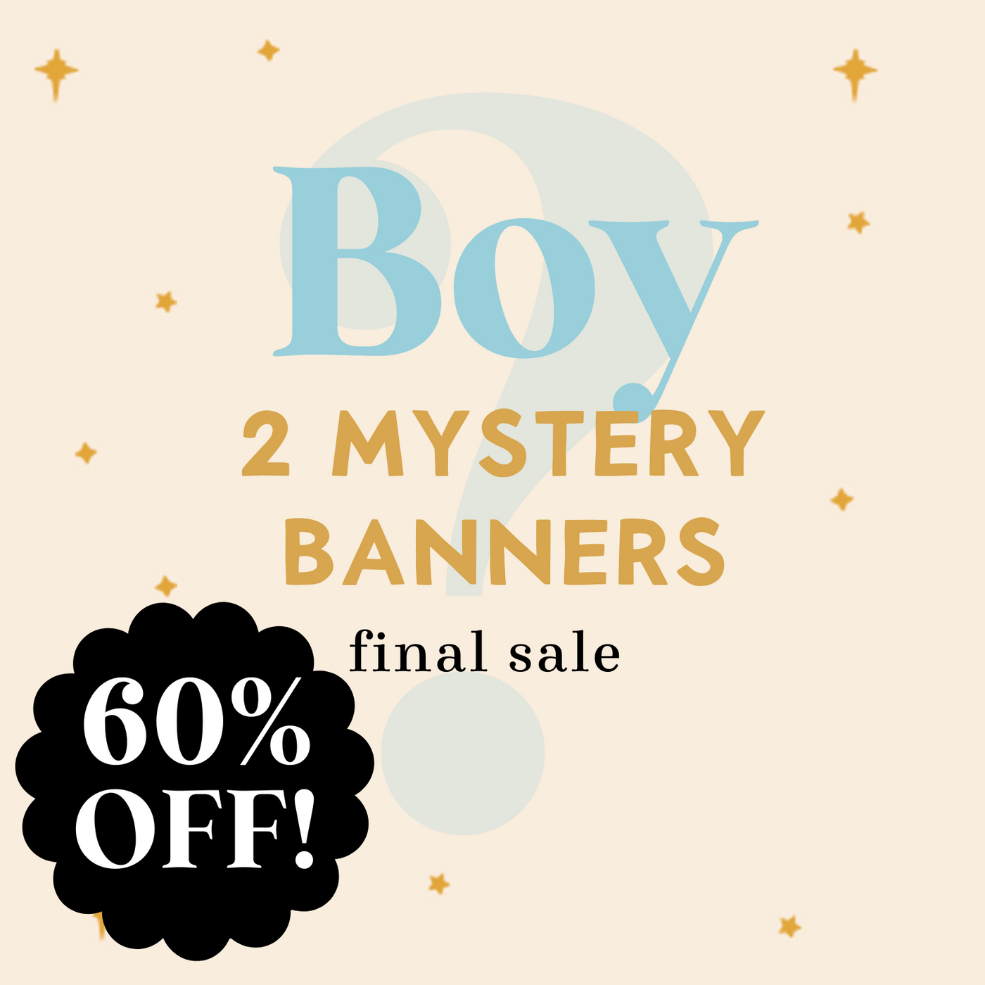 2 - 60% off Boy Mystery Holiday + Seasonal Original Size Banners