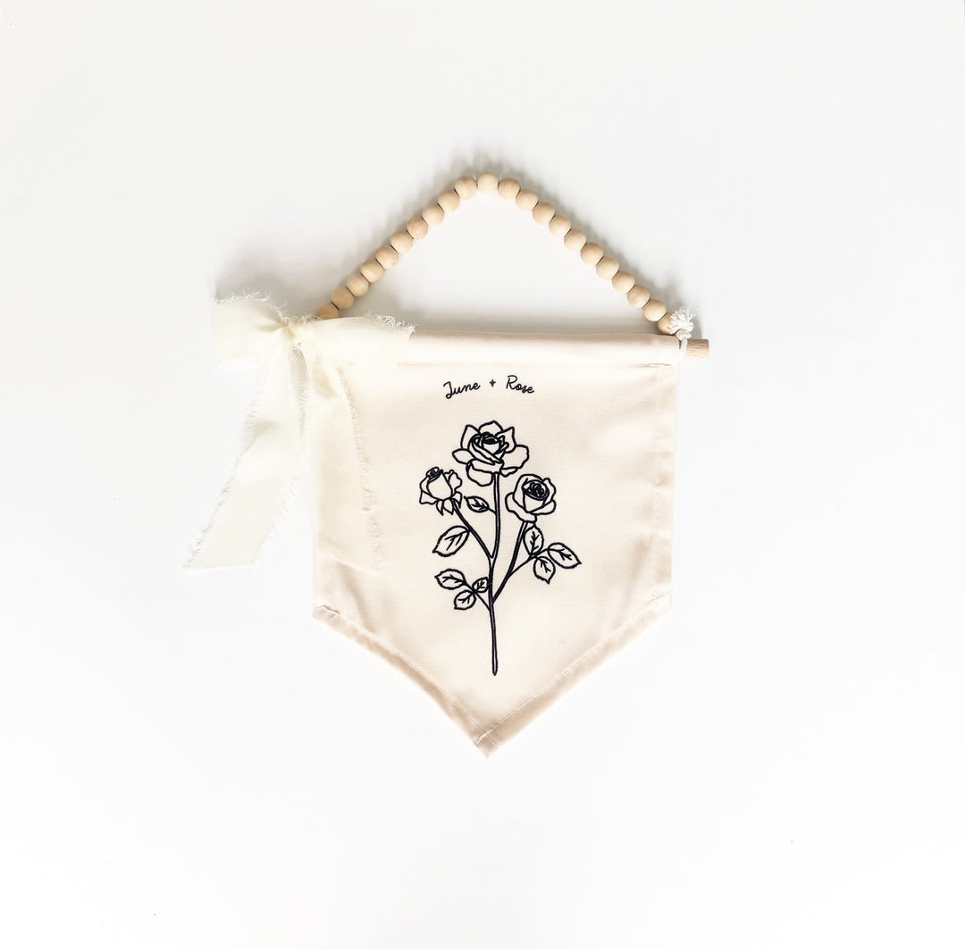 June Birth Month Hang Sign: Rose Flower
