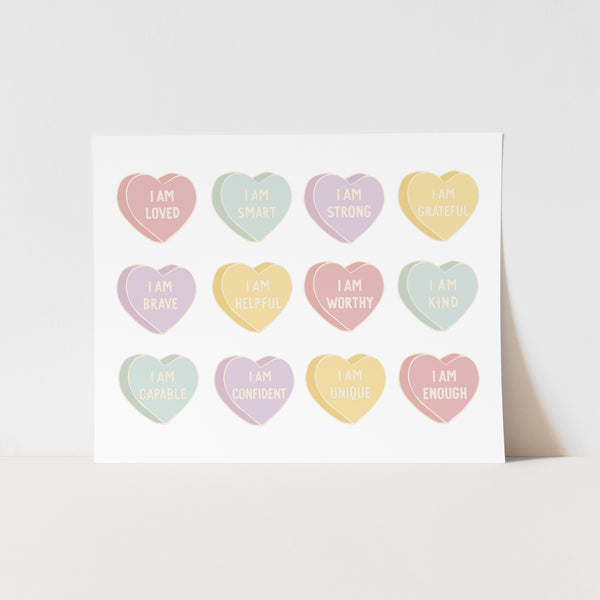 Affirmation Hearts Art Print