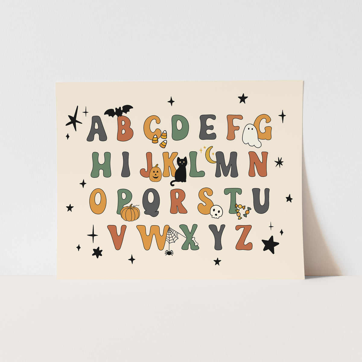 {Earth Tone} Halloween Alphabet Art Print
