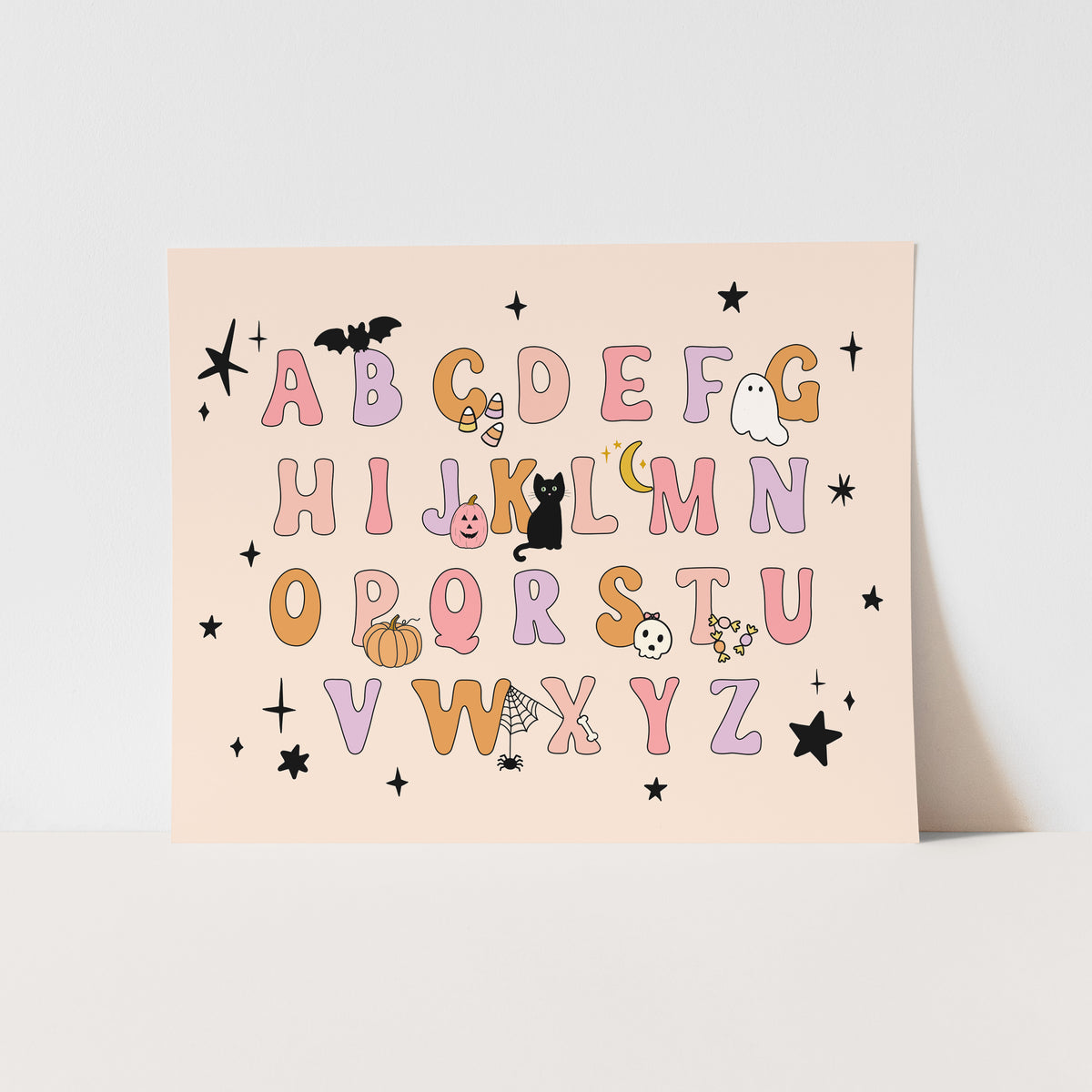 {Pink} Halloween Alphabet Art Print