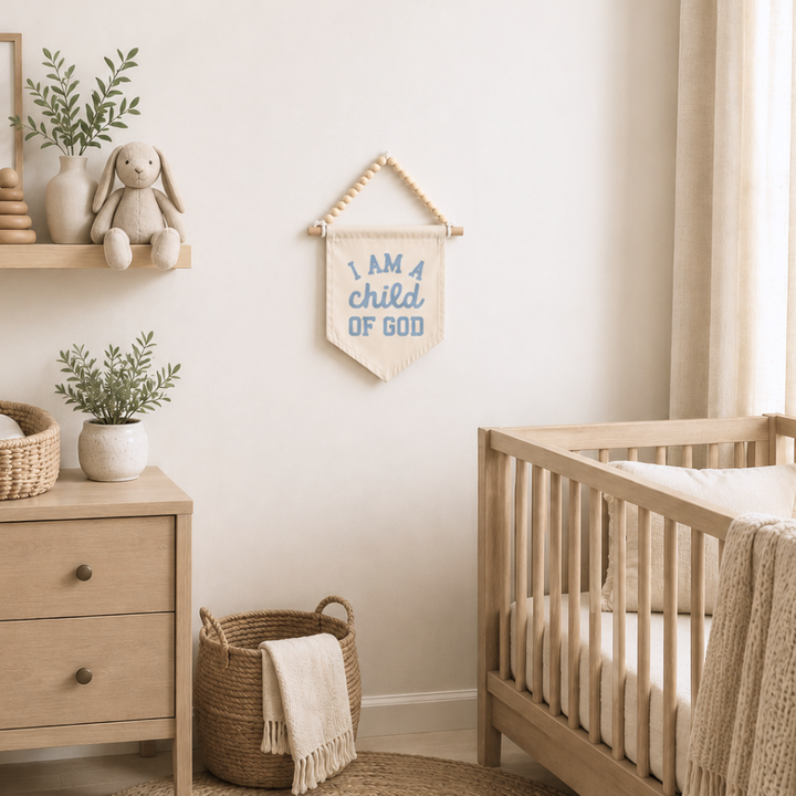 I Am A Child of God Hang Sign {Blue}