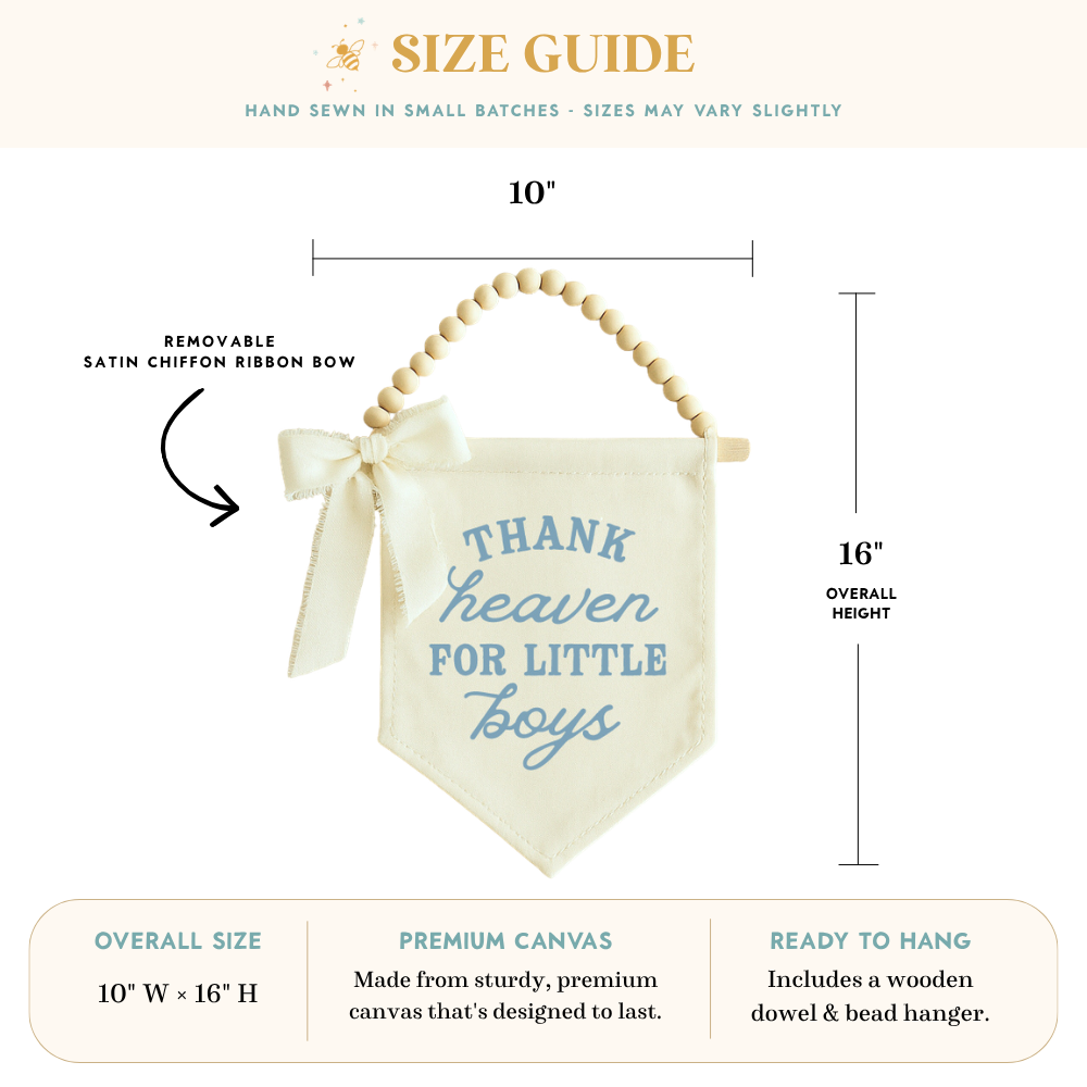 Thank Heaven for Little Boys Hang Sign With Removable Bow