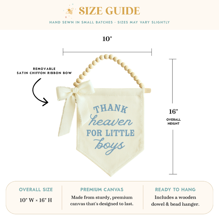 Thank Heaven for Little Boys Hang Sign With Removable Bow
