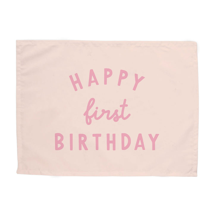 {Pink} Happy First Birthday Banner