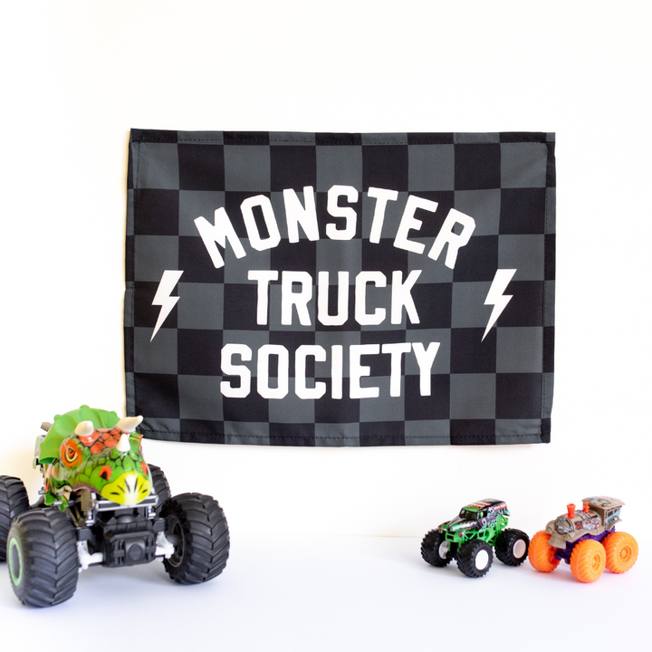 Monster Truck Society Banner - Hunny Prints x @jassn2 {Grey + Black Check}