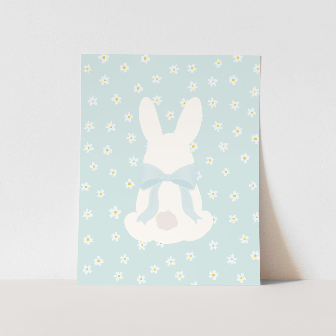 {Blue Bow} Bunny Art Print