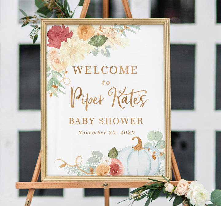 Blue Pumpkin Baby Shower Invitation