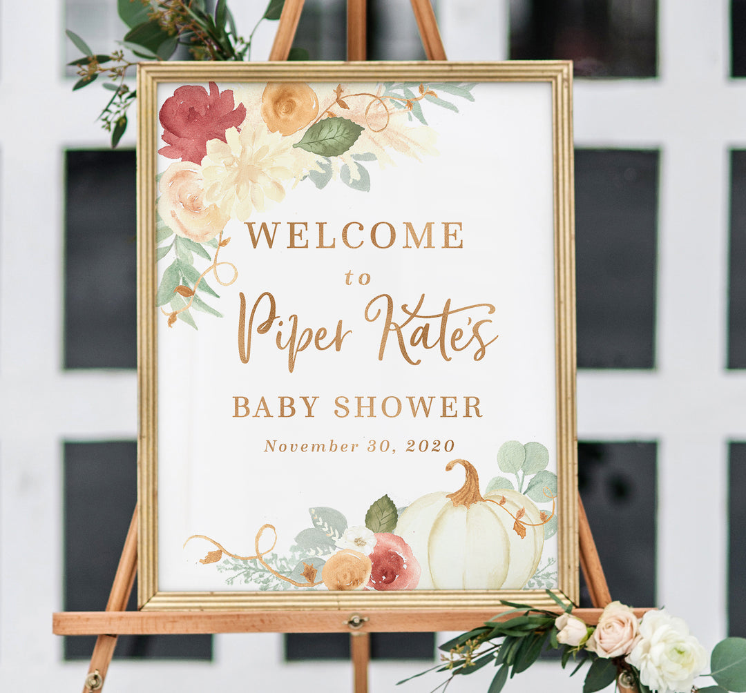 Ivory Fall Pumpkin Baby Shower Invitation