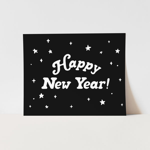 {Black} Happy New Year Art Print