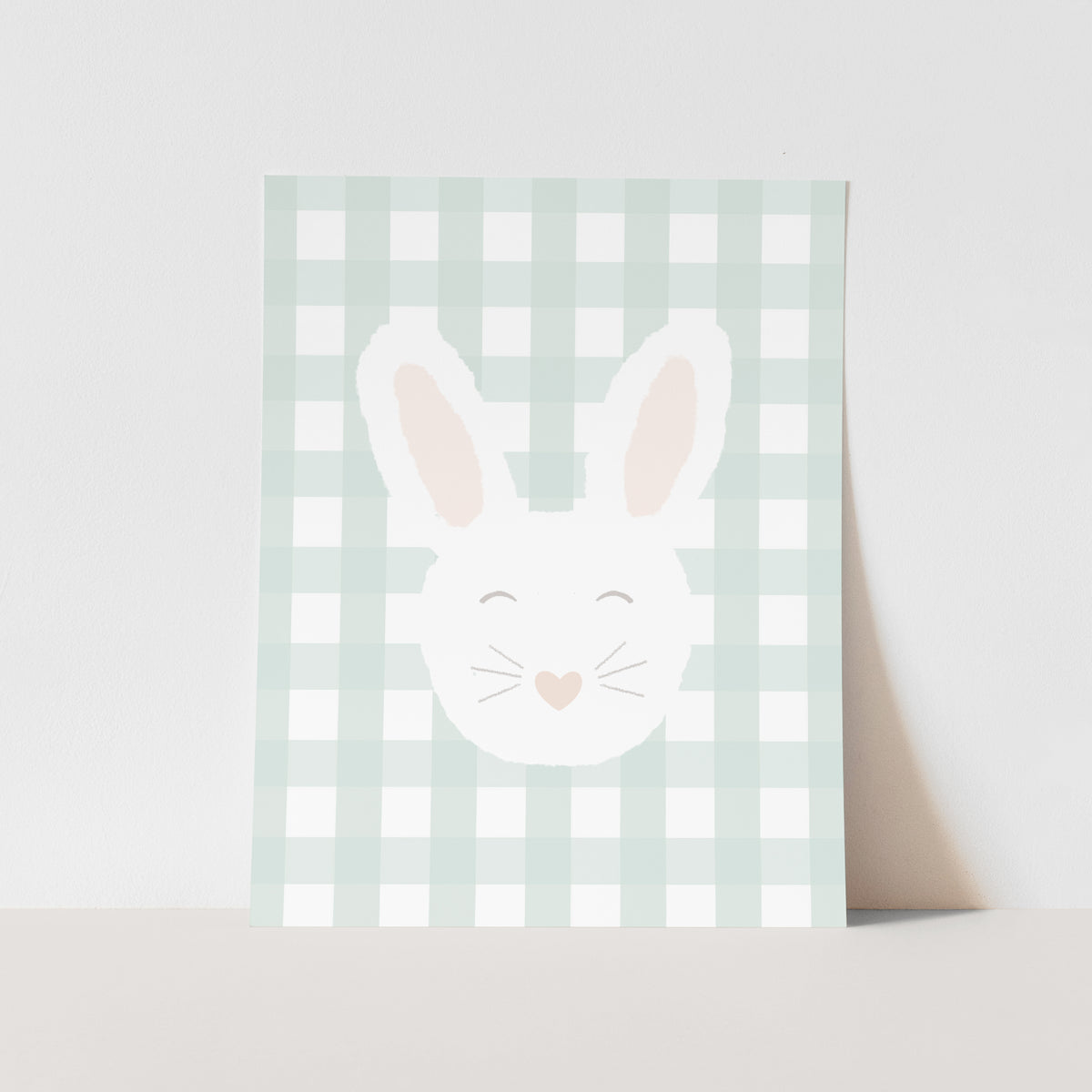 {Blue Gingham} Bunny Art Print