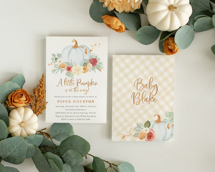 Blue Pumpkin Baby Shower Invitation