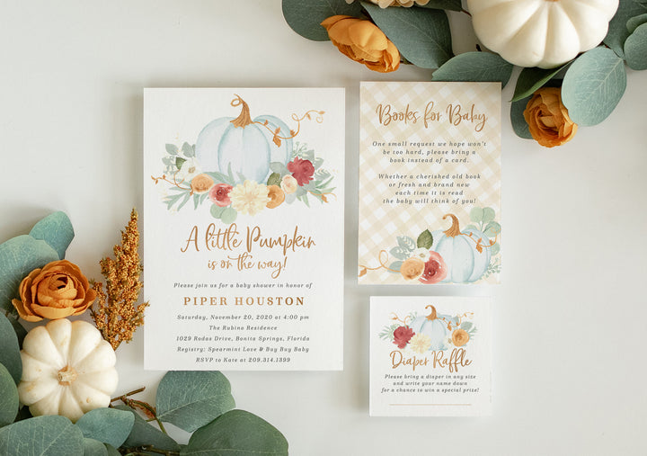 Blue Pumpkin Baby Shower Invitation