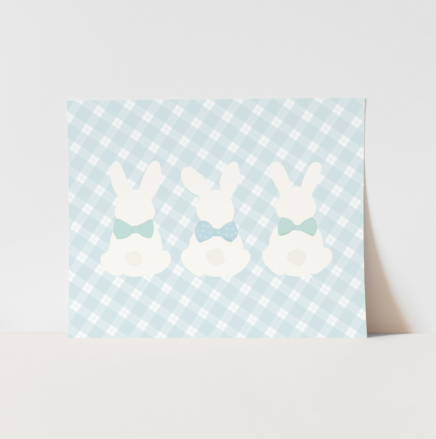 {Blue} Bunnies in Bowties Art Print