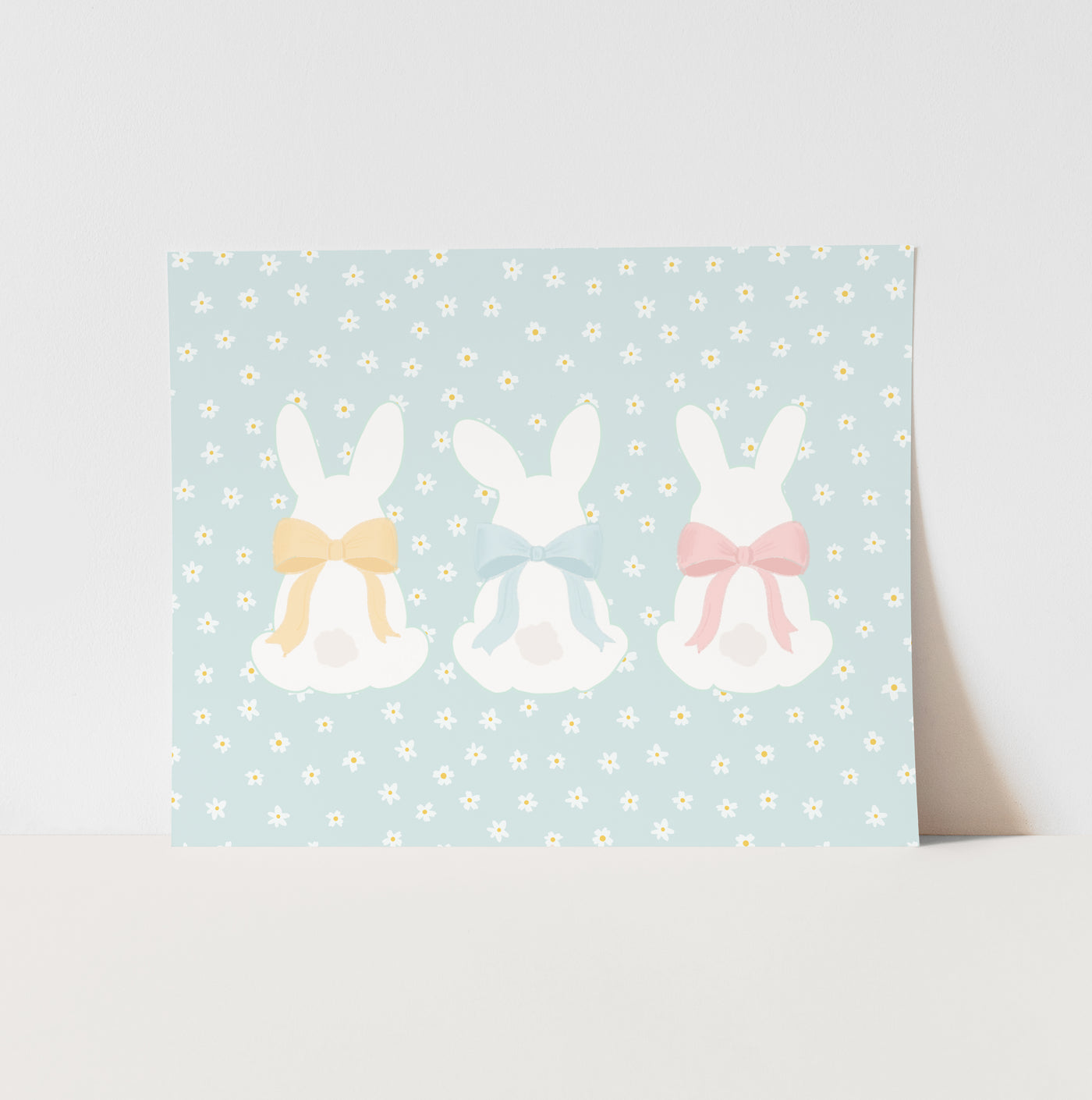 {Neutral} Bunnies in Bows Art Print