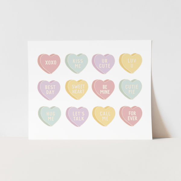 Conversation Hearts Art Print