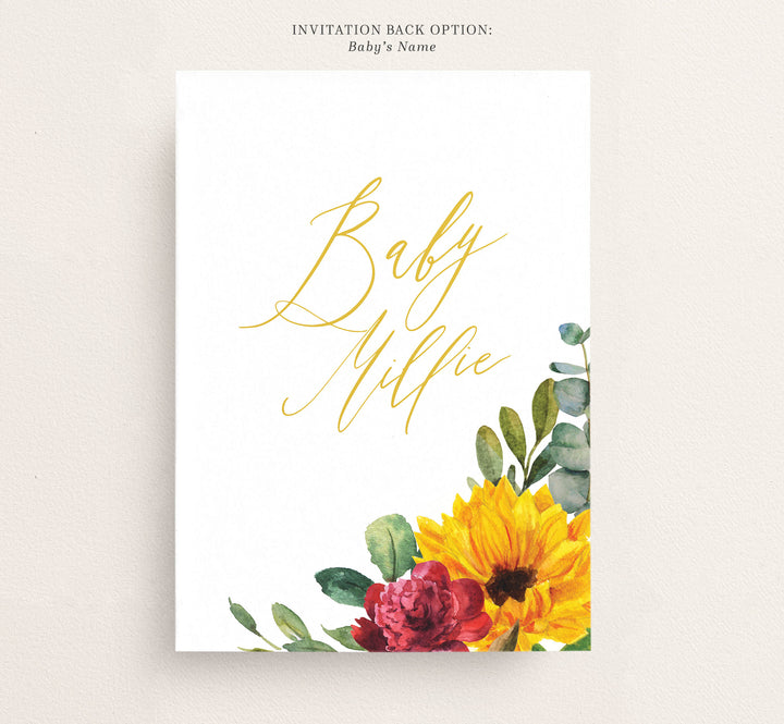 Sunflower Baby Shower Invitation