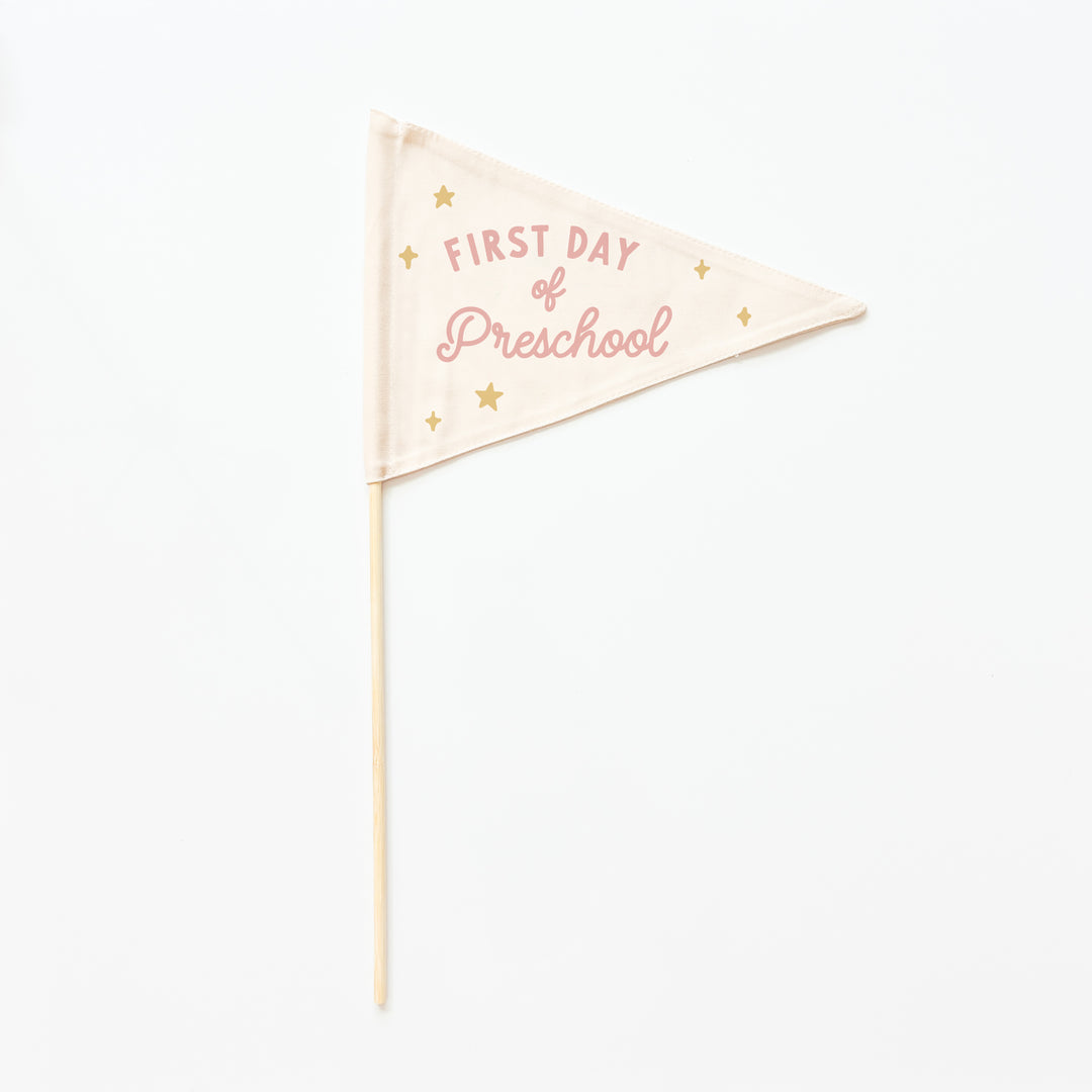 First & Last Day of Preschool Flags {Pink}