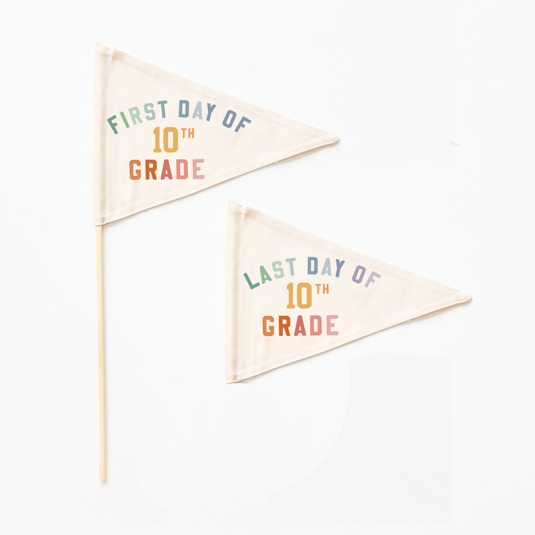 First & Last Day of School Flag Sets: Choose Your Grade (Preschool → 12th) {Rainbow}