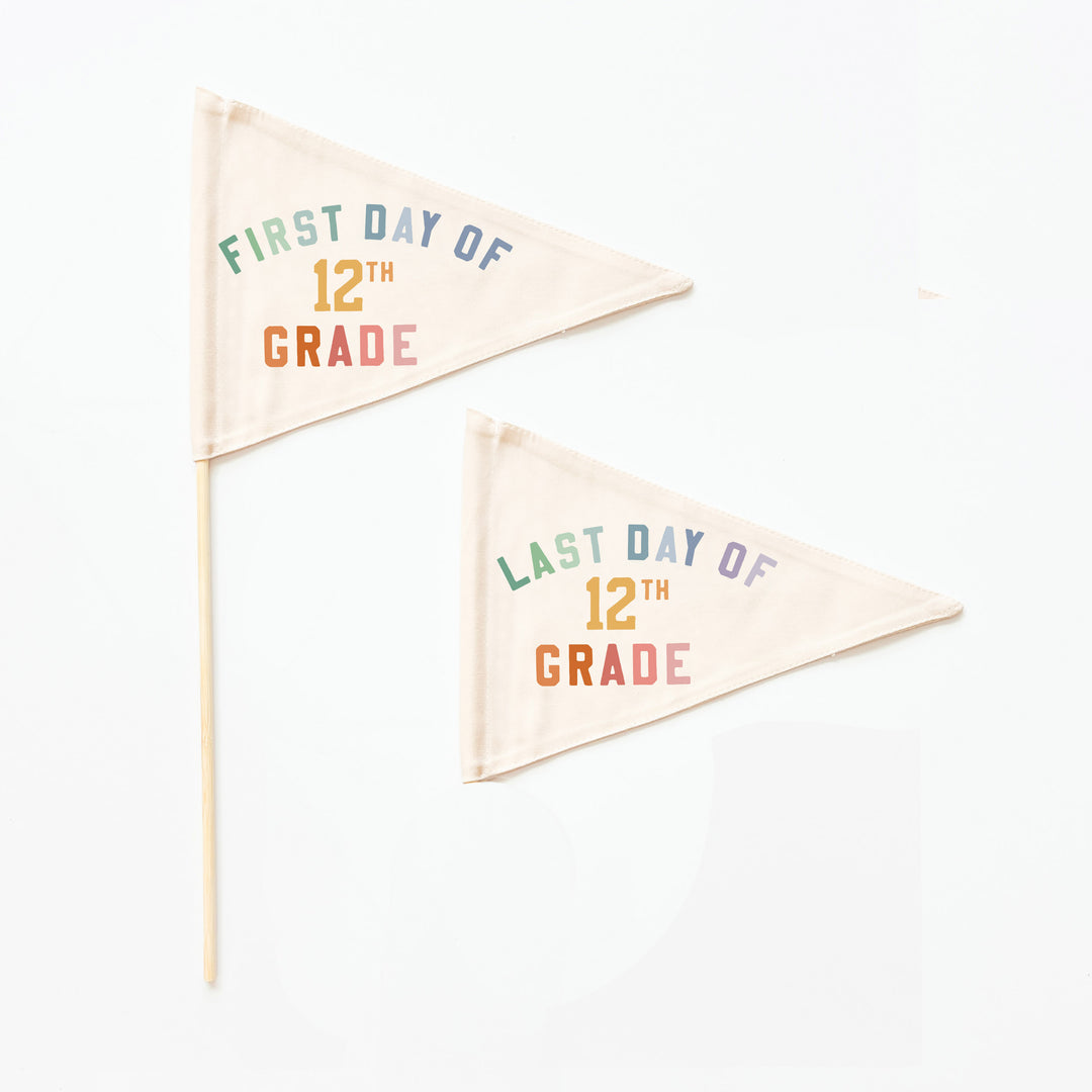 First & Last Day of School Flag Sets: Choose Your Grade (Preschool → 12th) {Rainbow}