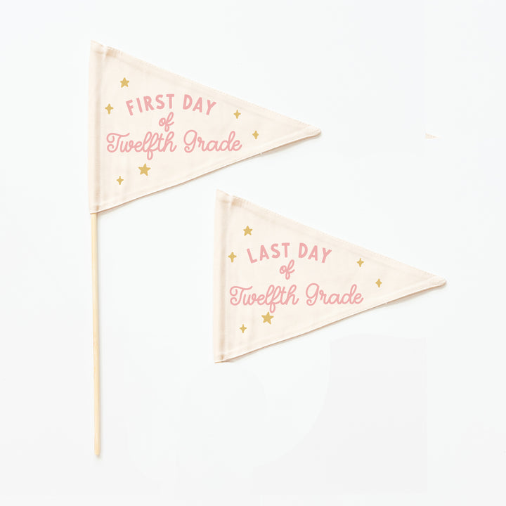 First & Last Day of School Flag Sets: Choose Your Grade (Preschool → 12th) {Pink}