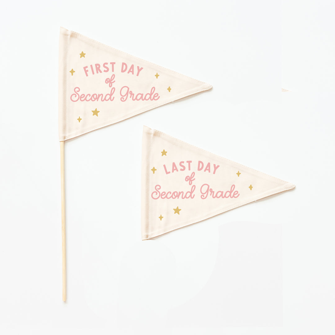 First & Last Day of School Flag Sets: Choose Your Grade (Preschool → 12th) {Pink}