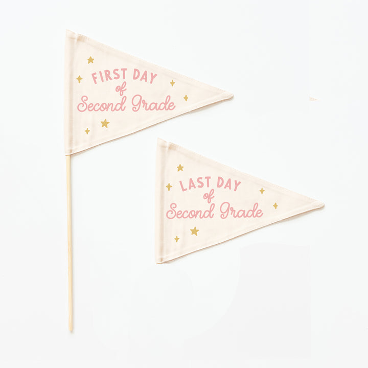 First & Last Day of School Flag Sets: Choose Your Grade (Preschool → 12th) {Pink}