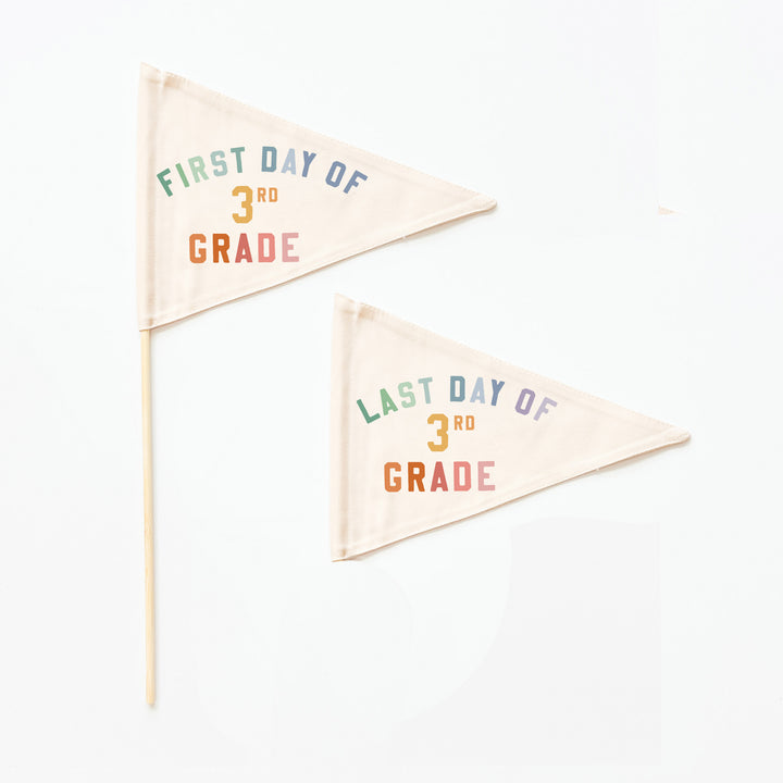 First & Last Day of School Flag Sets: Choose Your Grade (Preschool → 12th) {Rainbow}