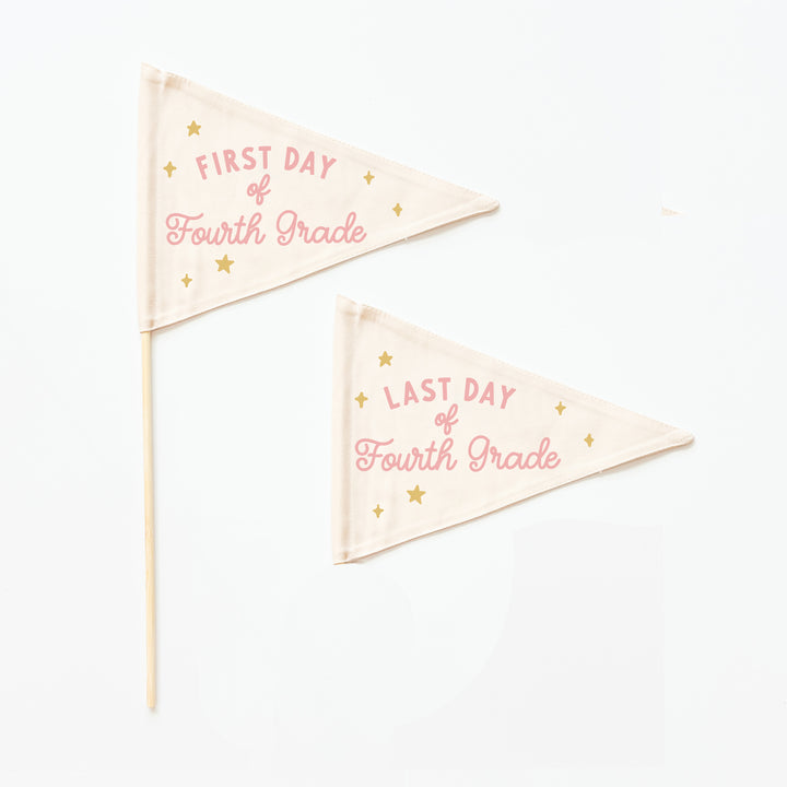First & Last Day of School Flag Sets: Choose Your Grade (Preschool → 12th) {Pink}