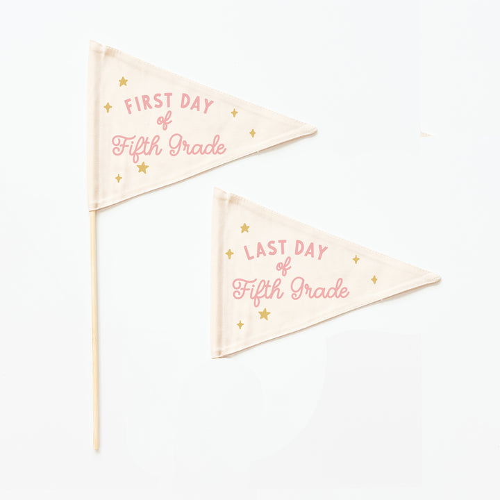 First & Last Day of School Flag Sets: Choose Your Grade (Preschool → 12th) {Pink}