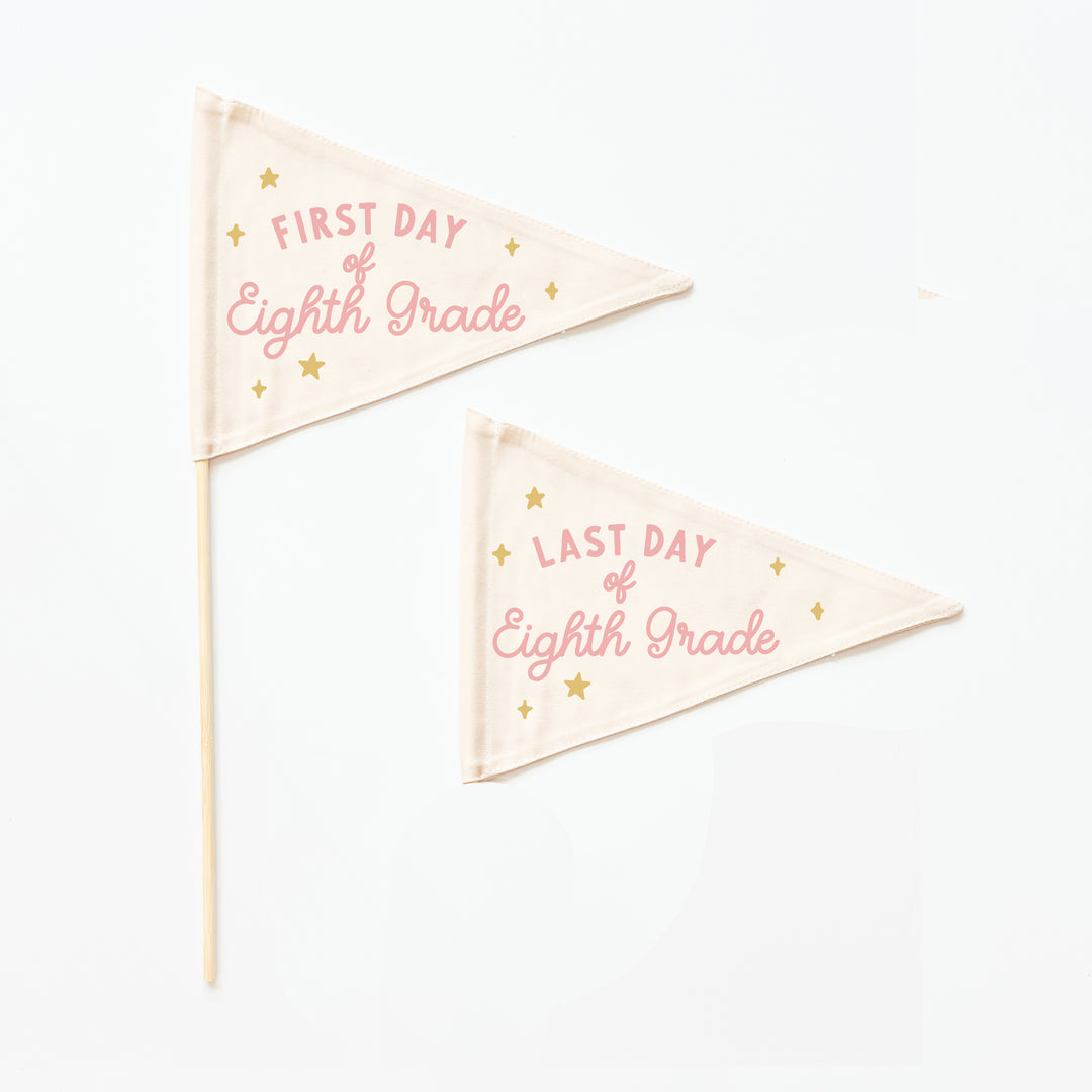 First & Last Day of School Flag Sets: Choose Your Grade (Preschool → 12th) {Pink}