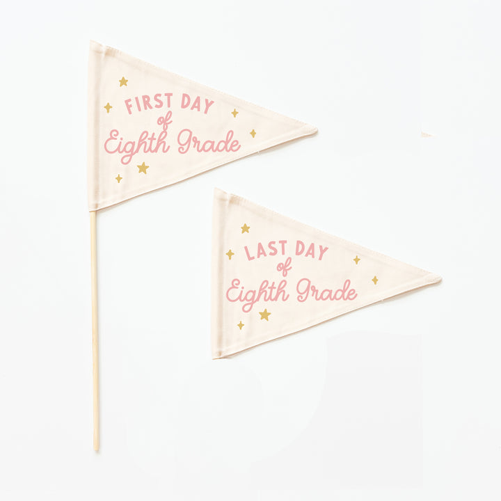 First & Last Day of School Flag Sets: Choose Your Grade (Preschool → 12th) {Pink}