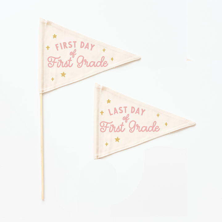 First & Last Day of First Grade Flags {Pink}
